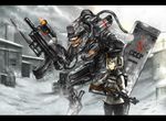  communism drum_magazine gia grey_eyes gun original ppsh-41 robot snow soviet submachine_gun weapon white_hair 