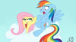 &gt;:d cloud cutie_mark equine female feral fluttershy_(mlp) friendship_is_magic horse kyojiogami mammal my_little_pony open_mouth pegasus pony rainbow_dash_(mlp) surprise wings 