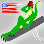  anthro bomber_art breasts female ladylovesyou lizard nipples nose_art pinup pose reptile scalie sh&#039;sthress sh&#039;thress_(gingerm) sh'sthress sh'sthress_(gingerm) solo topless 