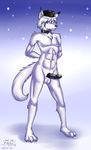  balls blue blue_eyes canine collar erection eye eyes hard invalid_tag katsuke male mammal nude omni01 onijet01 penis russian solo talon uniform white wolf 