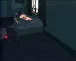  bed bedroom brown_hair kawano lying original plant potted_plant room sleeping solo under_covers window 