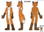  canine dog fox fursona looking_at_viewer male mammal model_sheet open_hand penis piranhapettingzoo plain_background sheath smile solo standing yellow_eyes yiffy_foxy 