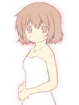  bare_shoulders blush brown_eyes brown_hair dress face flat_chest hidamari_sketch jewelry looking_at_viewer necklace poyoloco short_hair simple_background smile solo yuno 