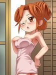  awa blush glasses kami_nomi_zo_shiru_sekai katsuragi_mari orange_eye orange_eyes orange_hair towel wink 