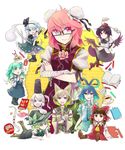  aqua_eyes ascot bad_id bad_pixiv_id bandages bespectacled black_hair blonde_hair blue_dress book boots bow brown_hair charm_(object) chin_rest chips crossed_arms daruma_doll detached_sleeves double_bun dress dual_wielding earmuffs ema eraser flower food frog_hair_ornament geta glasses green_hair grey_hair hair_bow hair_ornament hair_ribbon hair_rings hair_stick hair_tubes hakurei_reimu hand_on_hip hand_on_own_cheek hat hat_ribbon highres holding ibaraki_kasen japanese_clothes kaku_seiga kariginu katana kirisame_marisa kochiya_sanae konpaku_youmu konpaku_youmu_(ghost) long_hair lying mononobe_no_futo multicolored_hair multiple_girls notebook omamori on_stomach one_eye_closed pen pencil pink_eyes pink_hair ponytail red_eyes ribbon ritual_baton saucer shameimaru_aya shawl short_hair silver_hair sitting skirt skirt_set smile snack snake star sword tai0201 tate_eboshi tokin_hat touhou toyosatomimi_no_miko vest weapon yellow_eyes 