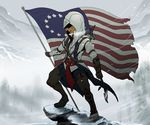  1boy america artist_request assassin&#039;s_creed assassin&#039;s_creed_iii assassin's_creed assassin's_creed_(series) assassin's_creed_iii bow_(weapon) coat connor_(assassin's_creed) connor_(ratohnhak&eacute;:ton) gloves hood male male_focus quiver snow solo tomahawk weapon 