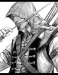  1boy artist_request assassin&#039;s_creed assassin&#039;s_creed_iii bow_(weapon) coat connor_(ratohnhak&eacute;:ton) gloves hood male quiver snow solo tomahawk weapon 