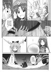  alice_margatroid aozora_market beret bow braid chinese_clothes comic crystal_ball cup doujinshi gohei greyscale hair_bow hakurei_reimu hat headband highres hong_meiling horn horns hoshiguma_yuugi ibuki_suika kirisame_marisa long_hair monochrome multiple_girls patchouli_knowledge ribbon sakazuki scan shirt short_hair star surprised t-shirt touhou translated twin_braids 