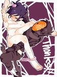  1boy 1girl black_hair blush chikuri clenched_teeth clothed_male_nude_female clothed_sex flower gloves hair_flower hair_ornament konan legs_up mask naruto naruto_shippuuden nude panties panties_around_leg pink_panties purple_hair rape sex spooning sweat teeth tobi underwear vaginal wince wink 