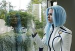  aa_megami-sama blue_hair cosplay facial_mark forehead_mark lind photo solo window 