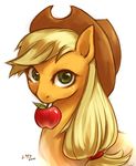  angelickitty89 apple applejack_(mlp) equine female feral friendship_is_magic fruit hat horse katiramoon looking_at_viewer mammal my_little_pony pony portrait solo 
