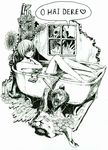  bathing corpse english flower marker_(medium) monochrome mushroom original short_hair showering soap traditional_media tub visualizemyname window zombie 