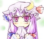  bow crescent hair_bow hat hat_bow long_hair natsuki_(silent_selena) patchouli_knowledge purple_eyes purple_hair solo tears touhou 
