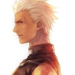  archer bad_id bad_pixiv_id brown_eyes dark_skin dark_skinned_male fate/stay_night fate_(series) lowres male_focus neopara profile realistic solo upper_body white_hair 