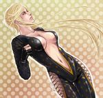  bare_hips blonde_hair bodysuit breasts center_opening cleavage fingerless_gloves fishnets gloves kasuga_(sengoku_basara) large_breasts long_hair realistic riense sengoku_basara short_hair_with_long_locks sidelocks solo very_long_hair yellow_eyes 