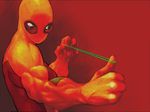  1boy bug_eyes deadpool male male_focus marvel mask muscle muscles rubber-band rubber_band shiba_(berryeater) solo spider-man spider-man_(series) 