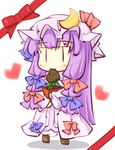  bow cookie crescent eating food hair_bow hat heart holding long_hair mouth_hold natsuki_(silent_selena) patchouli_knowledge purple_hair solo standing touhou |_| 