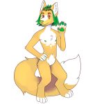  2019 4_toes anthro canid canine chest_tuft cicada-s_(artist) digital_media_(artwork) hair happy long_hair looking_at_viewer male mammal monty nipples nude portrait smile solo standing toes tuft waving 