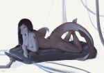 2019 alsares anthro breasts cybernetics cyborg digital_media_(artwork) female fin fish green_eyes lying machine marine nipples nude on_front shark solo 