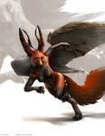  avoid_posting canine dirtiran_(character) female fox green_eyes horn kaji keys running wings 