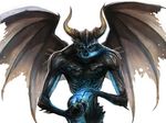  black_skin breath claws demon fantasy horns magic monster no_humans no_pupils nude scales skull spikes white_eyes wings 