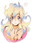  1girl angry blonde_hair blue_eyes cloud_hair earrings jewelry long_hair looking_at_viewer nia_teppelin older pout solo tengen_toppa_gurren_lagann yukimitsuki 