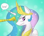  boop crown discord_(mlp) duo equine female feral friendship_is_magic hair horn mammal multi-color_hair multi-colored_hair my_little_pony poke princess princess_celestia_(mlp) royalty winged_unicorn wings 