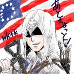  1boy america artist_request assassin&#039;s_creed assassin&#039;s_creed_iii assassin's_creed assassin's_creed_(series) assassin's_creed_iii bow_(weapon) coat connor_(assassin's_creed) connor_(ratohnhak&eacute;:ton) gloves hood lowres male male_focus quiver snow solo sunsetagain tomahawk weapon 