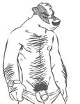  balls black_and_white male mammal monochrome mustelid nipples penis solo underwear vasuki 