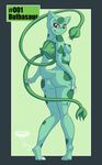  anthro breasts bulbasaur butt claws collaboration fangs female green_nipples looking_at_viewer mingchee nintendo nipples notorious84 nude pinup plain_background pok&#233;mon pok&#233;morph pok&eacute;mon pok&eacute;morph pose red_eyes solo standing tentacles the_pokedex_project video_games 
