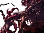  bad_id bad_pixiv_id black_hair cape chain cuffs disgaea fenrich_(disgaea) makai_senki_disgaea_4 male_focus multiple_boys muscle pants pointy_ears red_eyes shackles sharp_teeth size_difference smile teeth tsukiko_(meltdown) valvatorez_(disgaea) werewolf white_background 