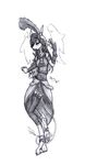  anthro breasts clothing dragon ear_piercing female greyscale hair hindpaw jewelry makoroll meadow meadow_(character) monochrome paws pencils piercing 