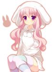  animal_ears bunny_ears hat long_hair mayachi_(amuriya) pink_hair purple_eyes sitting solo tantei_opera_milky_holmes thighhighs tooyama_saku 