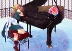  axis_powers_hetalia bad_id bad_pixiv_id boots bouquet brown_hair flower grand_piano green_eyes hair_flower hair_ornament hungary_(hetalia) instrument leaning long_hair namiri petals piano piano_bench sitting solo 