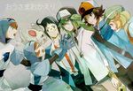  4boys bad_id bad_pixiv_id baseball_cap bel_(pokemon) black_hair blonde_hair blue_eyes brown_eyes brown_hair cheren_(pokemon) coat fujimura_(marina) gen_5_pokemon glasses gloves green_eyes hair_between_eyes hat minccino multiple_boys multiple_girls n_(pokemon) pokemon pokemon_(creature) pokemon_(game) pokemon_bw simple_background smile spoilers tabard team_plasma team_plasma_grunt tears touya_(pokemon) translated 