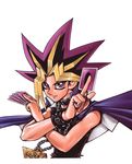  absurdres card cards highres jacket male male_focus pyramid spiked_hair spikey_hair takahashi_kazuki yami_yugi yami_yuugi yu-gi-oh! 