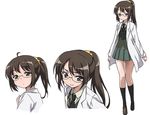  1girl boku_wa_tomodachi_ga_sukunai brown_hair character_sheet glasses ribbon scientist shiguma_rika 