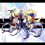  bad_id bad_pixiv_id blazblue blonde_hair blue_eyes character_doll chibi cloak eyepatch kuro_yuzu lambda-11 long_hair mu-12 multiple_girls nu-13 ragna_the_bloodedge red_eyes silver_hair 