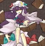  bad_id bad_pixiv_id book crescent hat long_hair nagami_tami patchouli_knowledge purple_eyes purple_hair solo touhou 