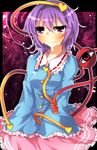  blush hairband heart komeiji_satori minamiya_mia purple_hair red_eyes short_hair solo tears third_eye touhou 