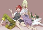  afuro_terumi alcohol bad_id bad_pixiv_id barefoot blonde_hair blush drunk feet inazuma_eleven inazuma_eleven_(series) izumi_(nagashi) long_hair multiple_boys nagumo_haruya red_hair short_hair suzuno_fuusuke very_long_hair 