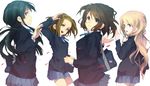  akiyama_mio bad_id bad_pixiv_id black_hair blonde_hair brown_eyes brown_hair bunkyo_takemi hirasawa_yui k-on! kotobuki_tsumugi long_hair looking_back multiple_girls school_uniform short_hair tainaka_ritsu yellow_eyes 