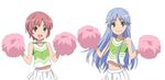  blue_hair cheerleader face green_eyes index long_hair multiple_girls navel pink_eyes pink_hair pom_poms short_hair smile_(rz) to_aru_majutsu_no_index tsukuyomi_komoe 