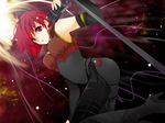  boots cosplay cutie_honey cutie_honey_(character) cutie_honey_(character)_(cosplay) detached_sleeves jun_can magical_girl meiko microphone microphone_stand red_eyes red_hair short_hair solo vocaloid 