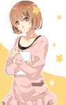  :o aoki_yuriko bad_id bad_pixiv_id bakuman breasts brown_eyes brown_hair dress flower looking_at_viewer paper short_hair small_breasts solo yoshida_morohe 