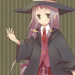  ayase_yue bad_id bad_pixiv_id blouse braid hair_bobbles hair_ornament hat hida_itsu long_hair mahora_academy_middle_school_uniform mahou_sensei_negima! necktie plaid plaid_skirt purple_eyes purple_hair robe school_uniform skirt solo twin_braids twintails very_long_hair vest witch_hat 