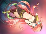  a76gma blue_eyes breasts cleavage headphones large_breasts long_hair megurine_luka midriff navel pink_hair skirt smile solo thighhighs very_long_hair vocaloid zettai_ryouiki 