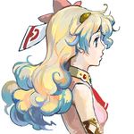  1girl armlet artist_request cloud_hair from_side gold_trim hair_ornament long_hair multicolored_hair nia_teppelin non-web_source profile simple_background solo source_request tengen_toppa_gurren_lagann two-tone_hair upper_body white_background 