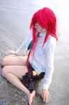  barefoot beach blouse cosplay glasses guge_maku_2ex miniskirt necktie photo red_hair redhead skirt tengen_toppa_gurren-lagann tengen_toppa_gurren_lagann tie yoko_littner yoko_ritona 