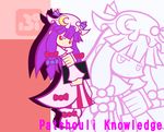  bow character_name chibi crescent hat long_hair parody patchouli_knowledge pink_bow purple_hair puyopuyo puyopuyo_fever red_eyes solo style_parody touhou y&amp;k zoom_layer 
